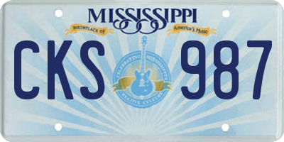 MS license plate CKS987