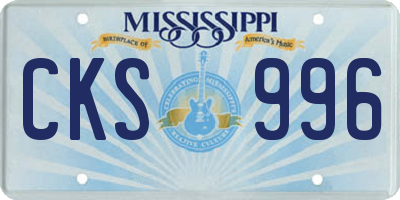 MS license plate CKS996