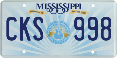 MS license plate CKS998