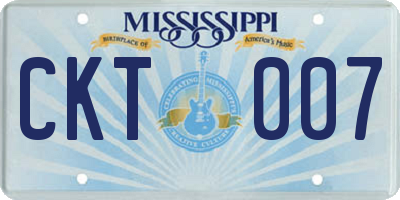 MS license plate CKT007