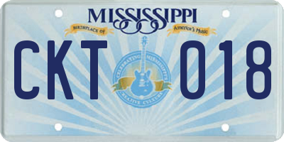 MS license plate CKT018