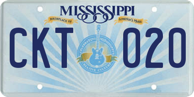 MS license plate CKT020