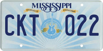 MS license plate CKT022
