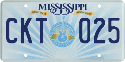 MS license plate CKT025