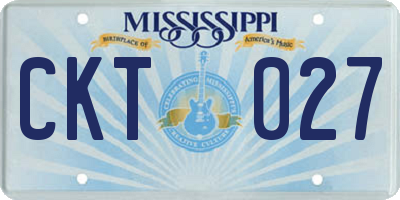 MS license plate CKT027