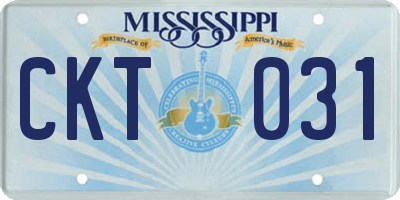 MS license plate CKT031