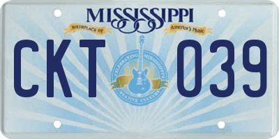MS license plate CKT039