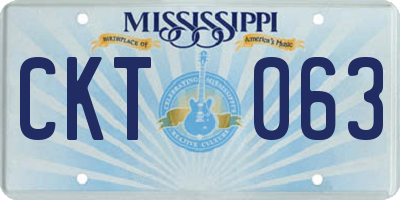 MS license plate CKT063