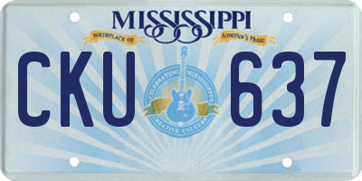 MS license plate CKU637