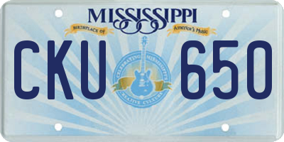 MS license plate CKU650