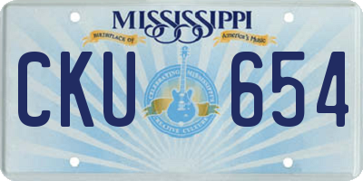 MS license plate CKU654