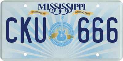 MS license plate CKU666