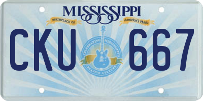 MS license plate CKU667