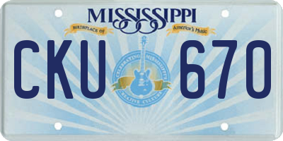 MS license plate CKU670
