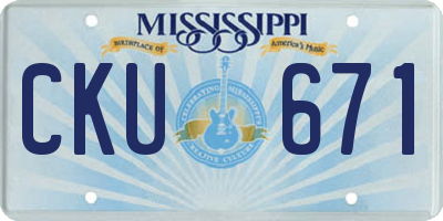 MS license plate CKU671