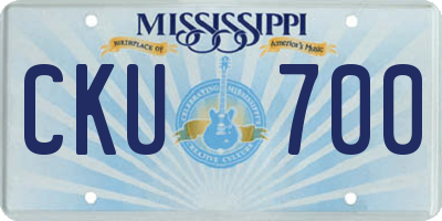 MS license plate CKU700