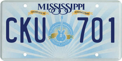 MS license plate CKU701