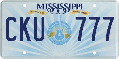 MS license plate CKU777