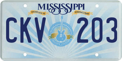 MS license plate CKV203