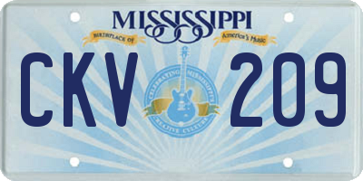 MS license plate CKV209