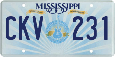 MS license plate CKV231