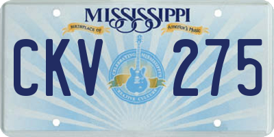 MS license plate CKV275