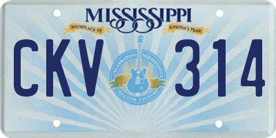 MS license plate CKV314