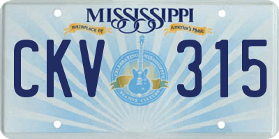 MS license plate CKV315