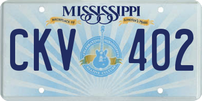 MS license plate CKV402