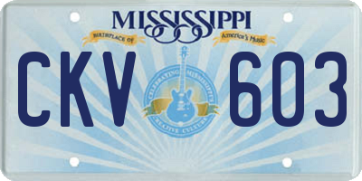 MS license plate CKV603