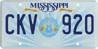 MS license plate CKV920