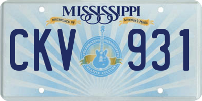 MS license plate CKV931