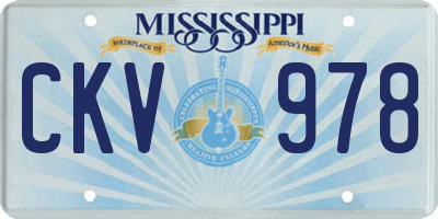 MS license plate CKV978