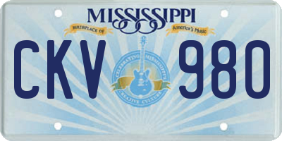MS license plate CKV980