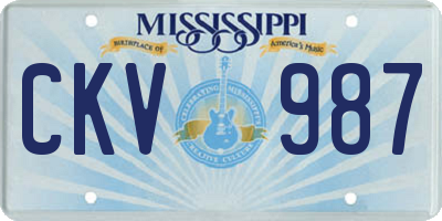 MS license plate CKV987