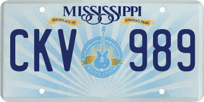 MS license plate CKV989