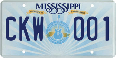 MS license plate CKW001