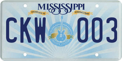 MS license plate CKW003