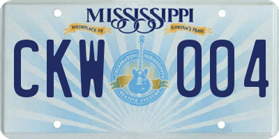 MS license plate CKW004