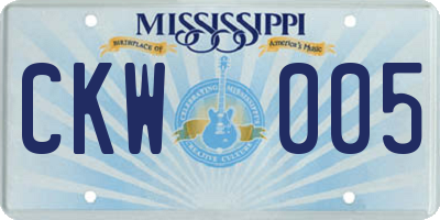 MS license plate CKW005