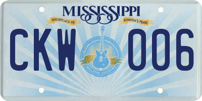 MS license plate CKW006