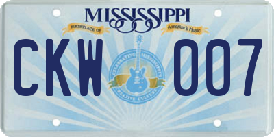 MS license plate CKW007
