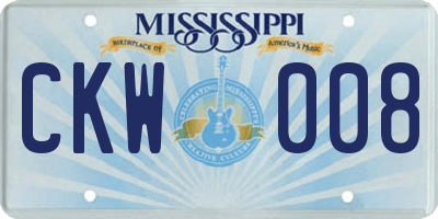 MS license plate CKW008