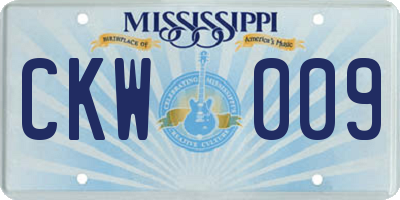 MS license plate CKW009
