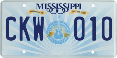MS license plate CKW010