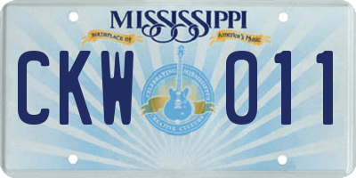 MS license plate CKW011