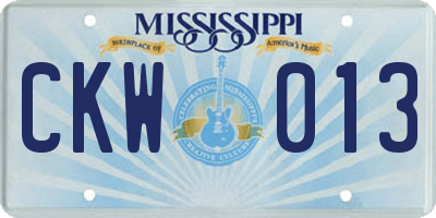 MS license plate CKW013