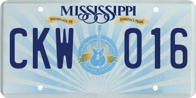 MS license plate CKW016