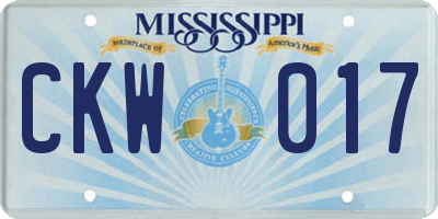 MS license plate CKW017
