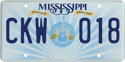 MS license plate CKW018